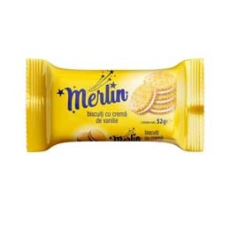 Dobrogea Merlin biscuiti cu crema de vanilie 52g