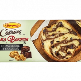 Boromir cozonac Casa Boromir cu crema de nuci si ciocolata 550g