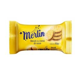 Dobrogea Merlin biscuiti cu crema de cacao 52g